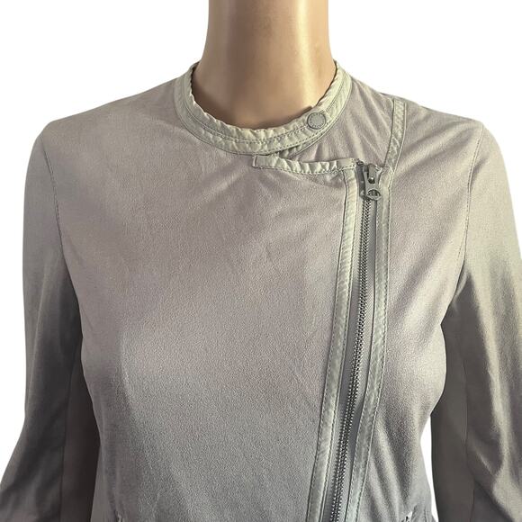 A|X Armani Exchange Moto Jacket Womens Small Gray Faux Suede Asymmetrical Zip - Picture 7 of 14